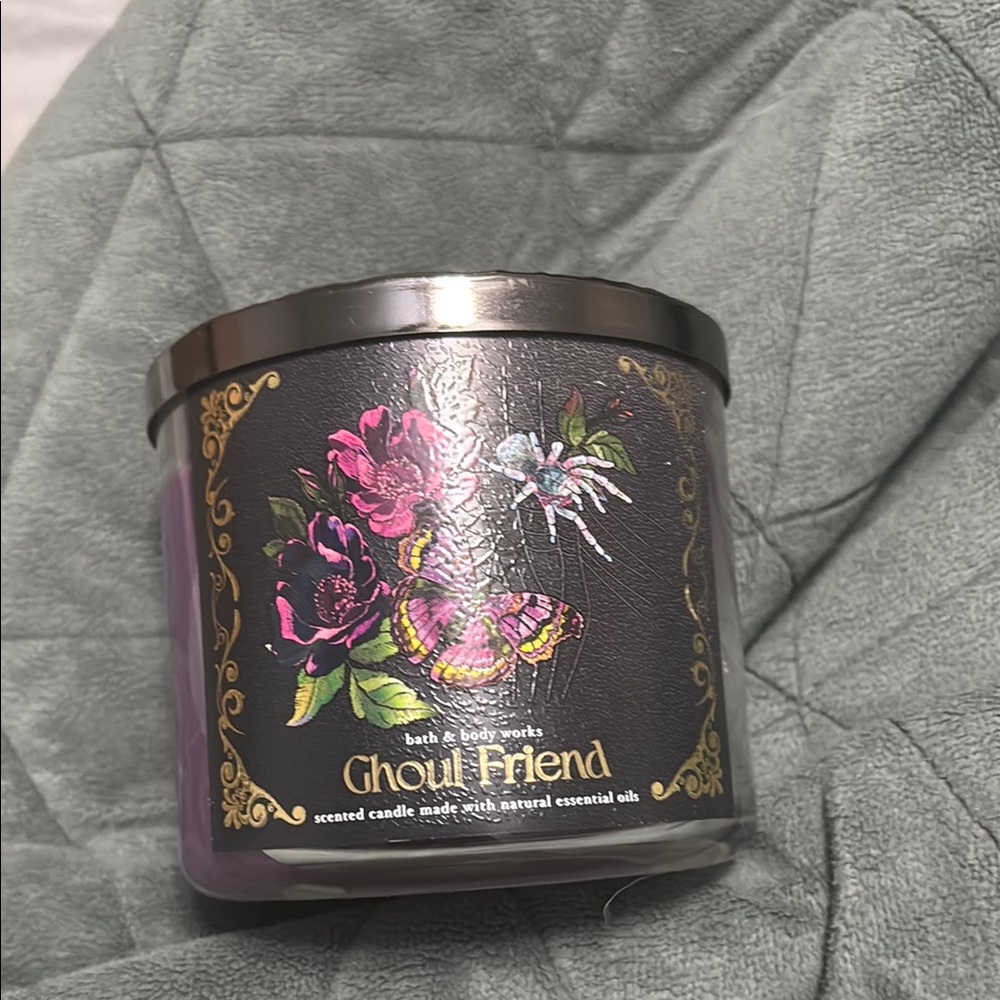 Bath & Body Works Ghoul Friend Candle with Pink and Purple Design